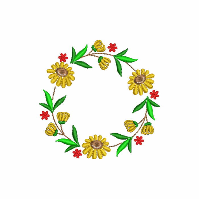Elegant Floral Wreath Digital Embroidery
