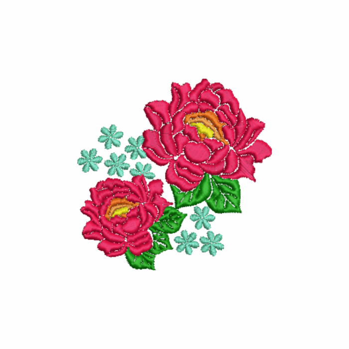 Rose and Blossom Machine Embroidery
