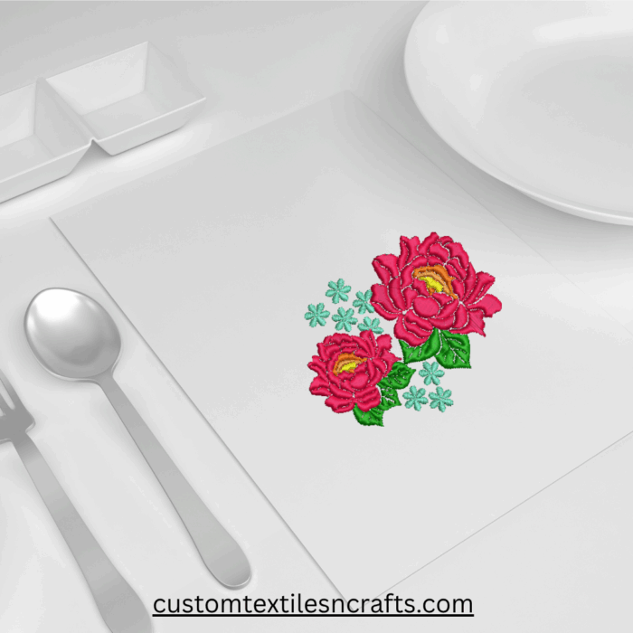 Rose and Blossom Machine Embroidery - Image 3