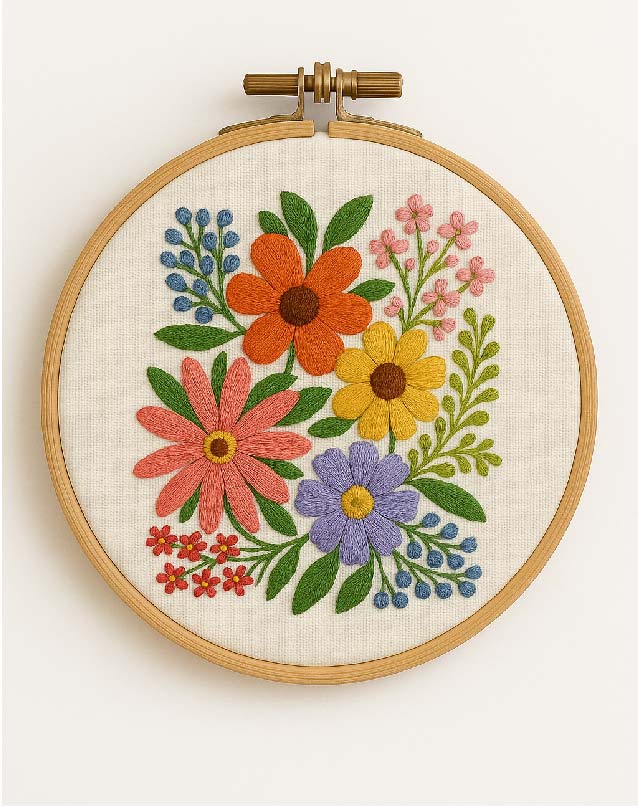 Floral Garden – Hand Embroidery Pattern PDF - Custom Textiles & Crafts