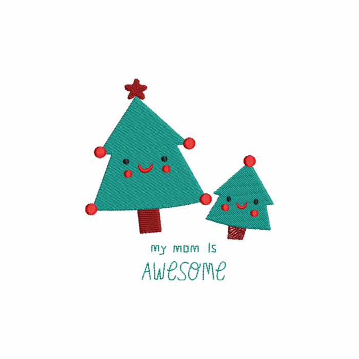 "My Mom is Awesome" Christmas Tree Machine Embroidery Design