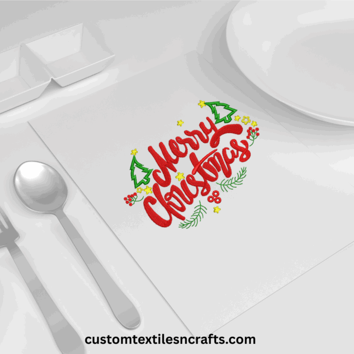 Colorful Merry Christmas Trees & Berries Machine Embroidery Design - Image 2