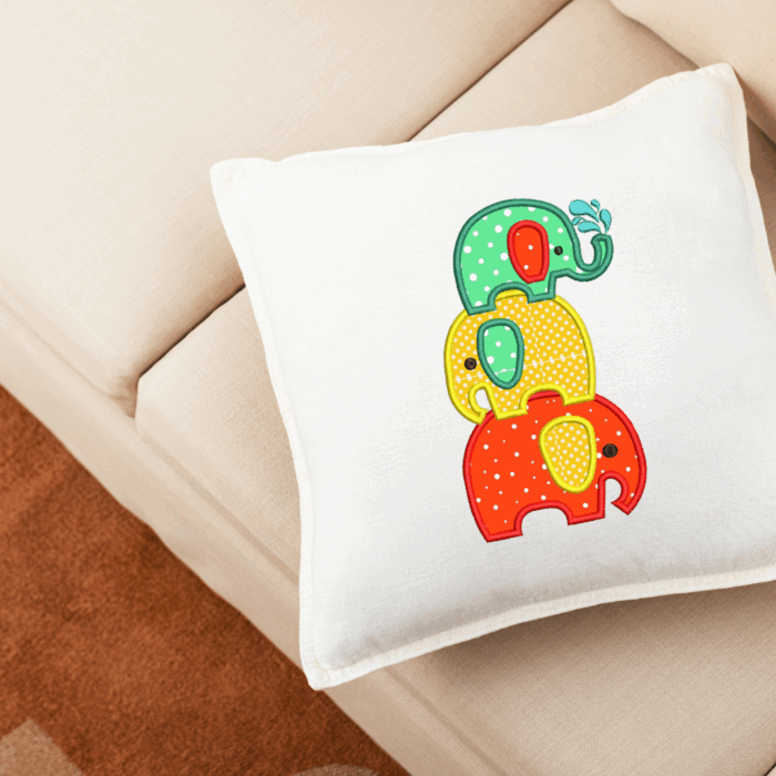 Stacked Cute Baby Elephant Applique Embroidery Design - Image 2