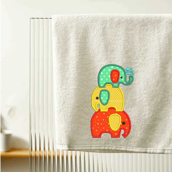 Stacked Cute Baby Elephant Applique Embroidery Design - Image 3