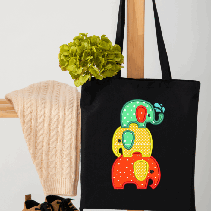 Stacked Cute Baby Elephant Applique Embroidery Design - Image 4